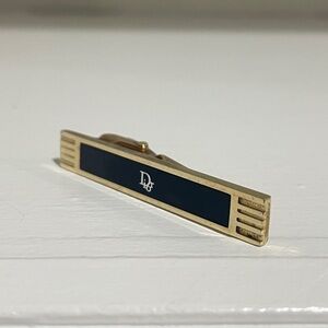 Vintage Christian Dior Gold Black Enamel CD Logo Tie Bar